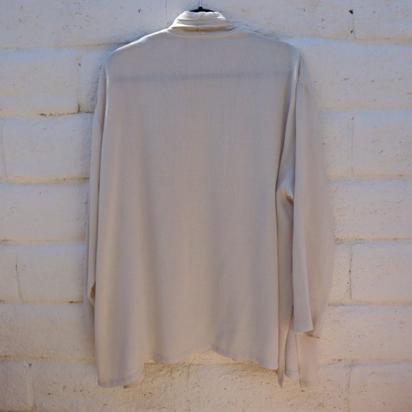 Vintage Drapey Coat - Flowy Lightweight Relaxed Fit Cream Sweater Shawl - Picture 3 of 7